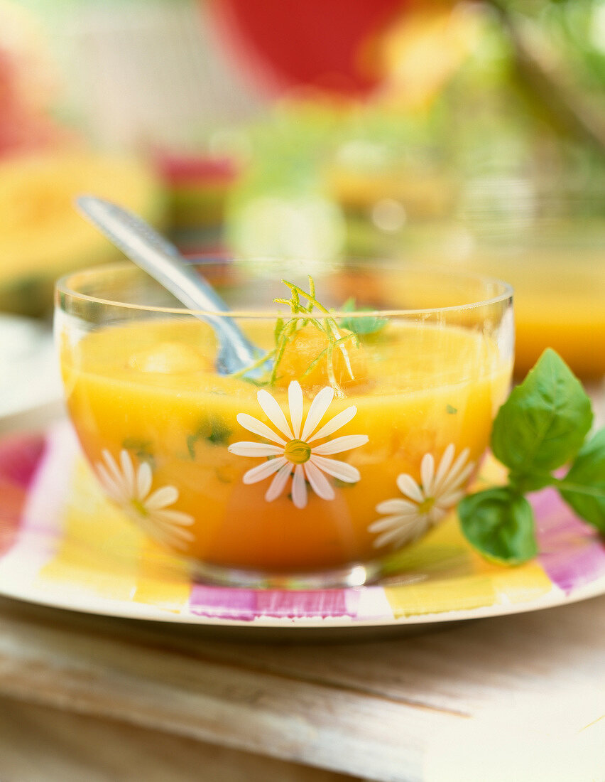 Melon,mango and lime soup