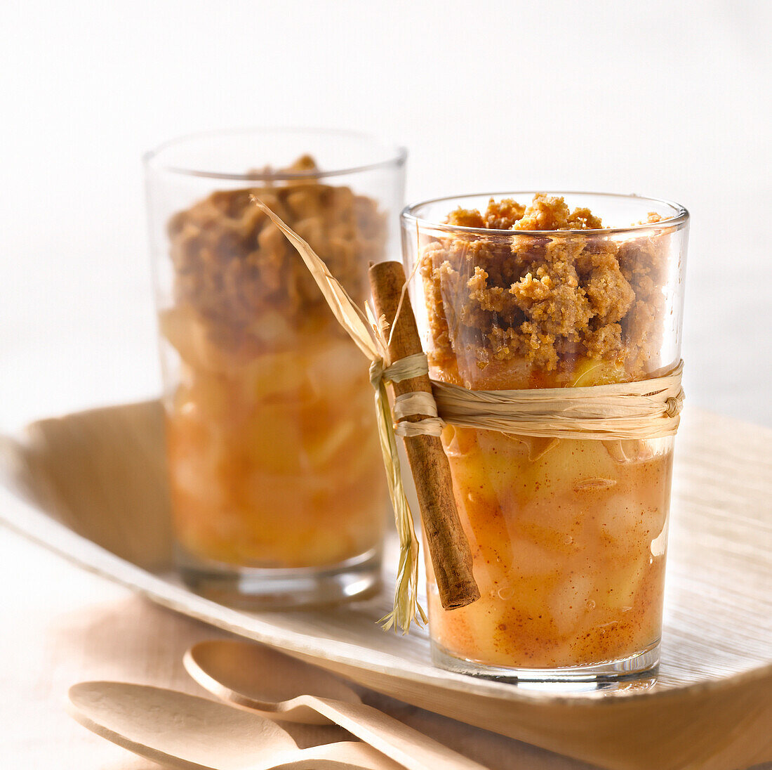 Stewed apples and pears with crumbled Speculos biscuits