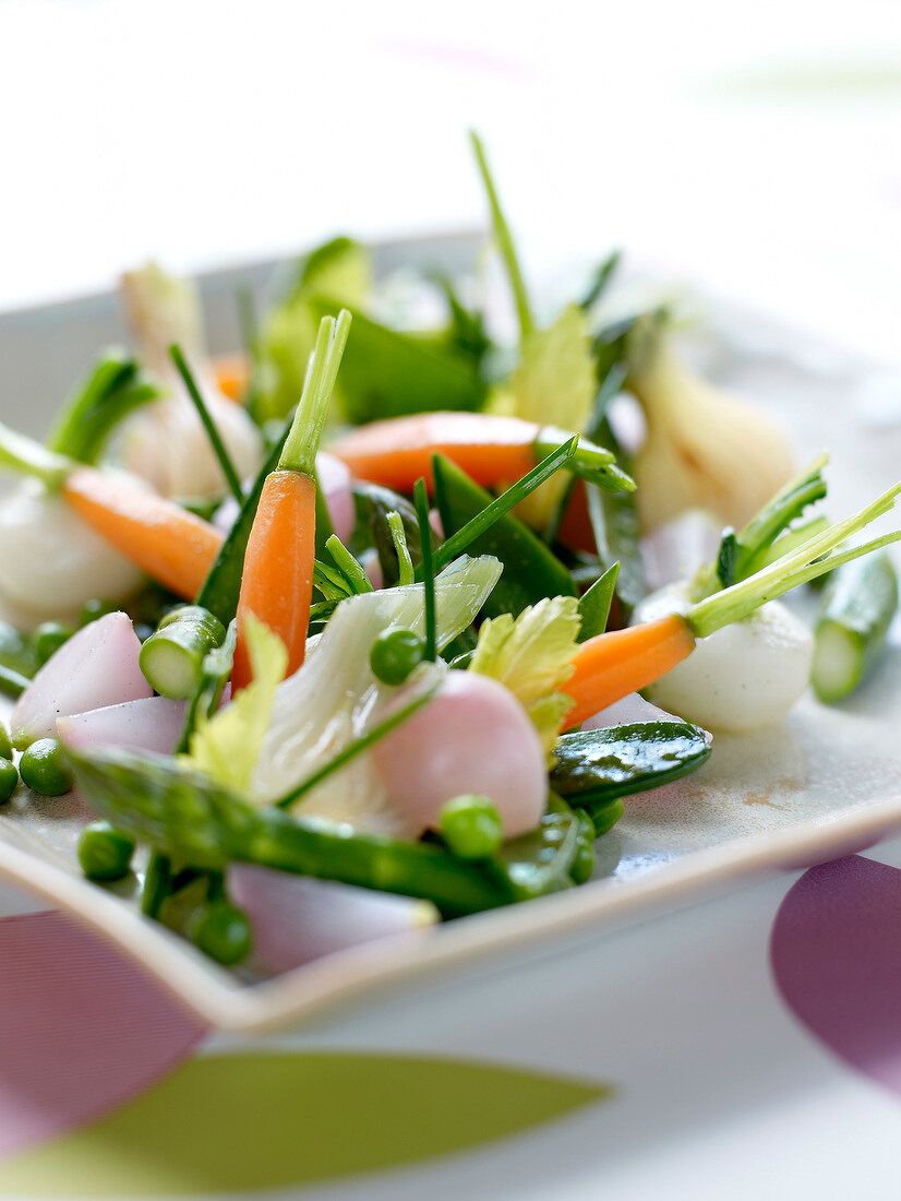 Mixed cooked spring vegetables