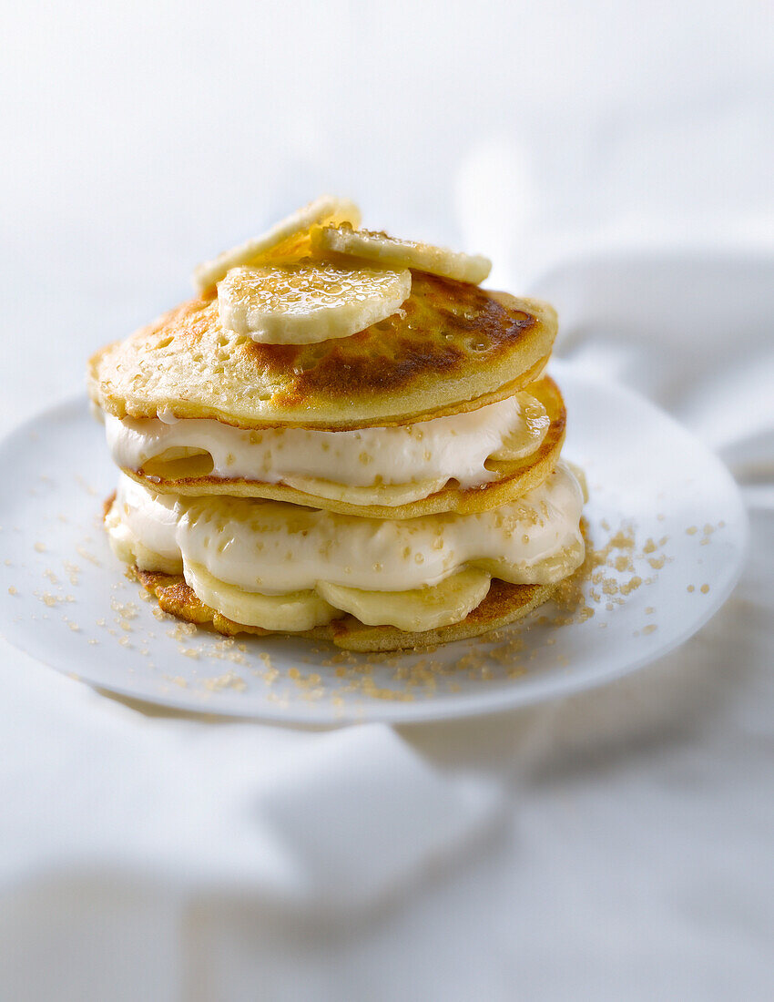 Scottish pancake and banana Mille-feuille