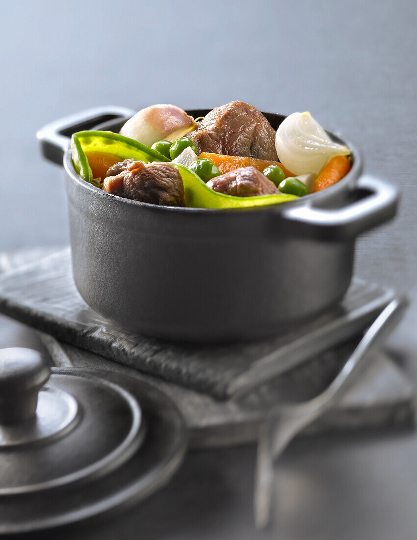 Casserole dish of spring Navarin