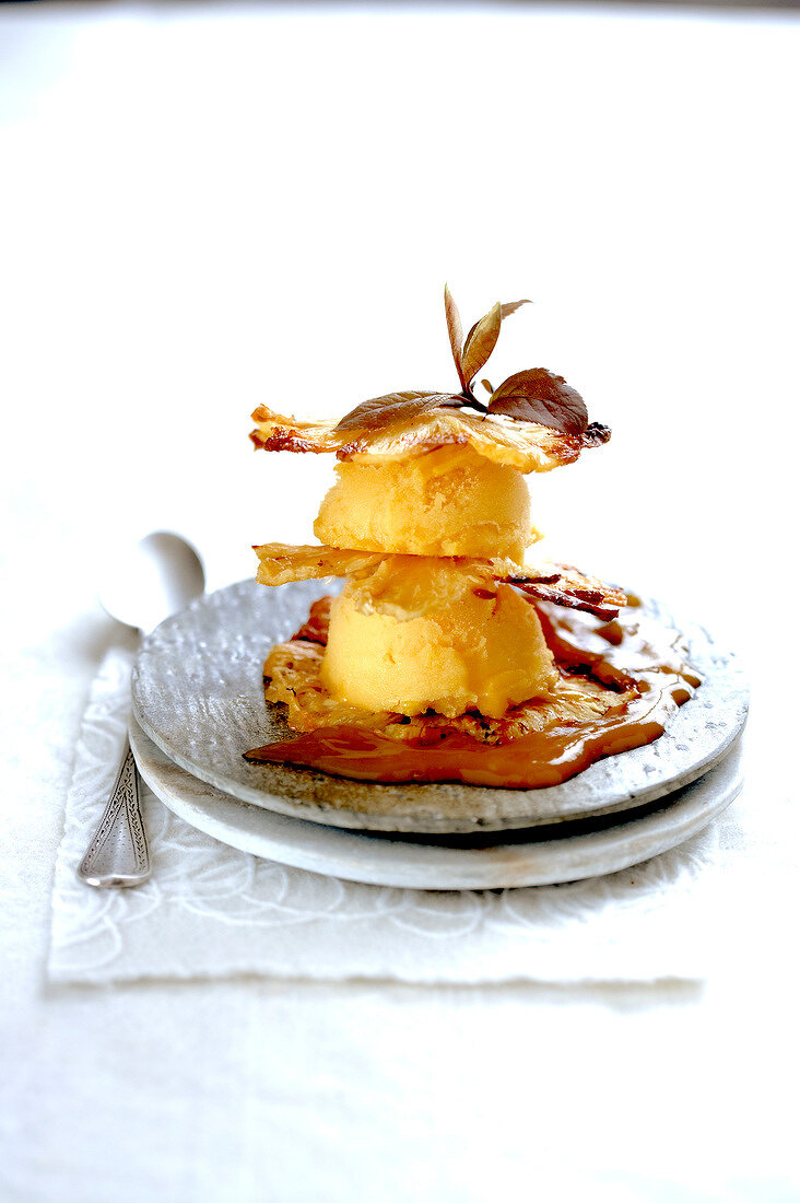 Grilled pineapple and passion fruit sorbet Mille-feuille