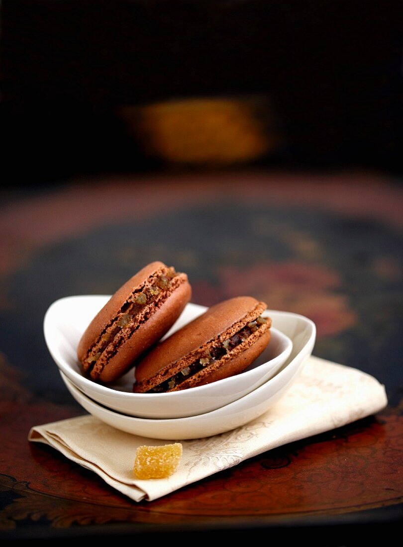 Chocolate and ginger macaroons