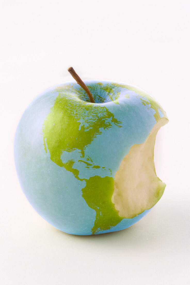 Angebissener Apfel als Globus