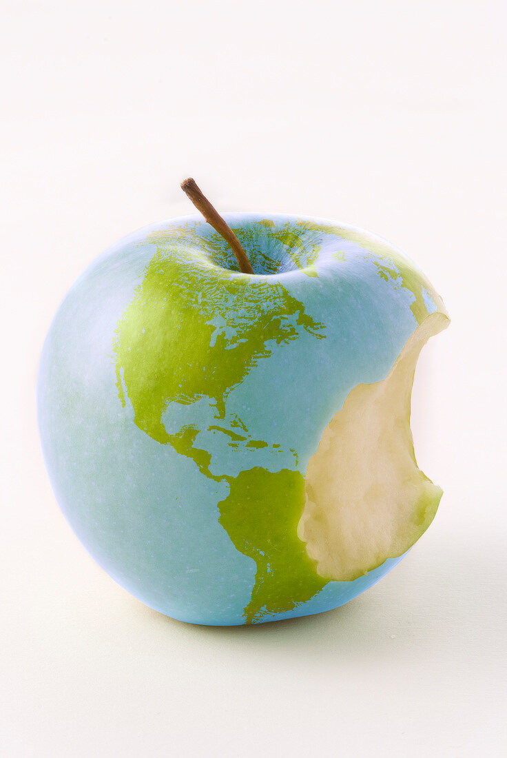 Globe on a bitten apple