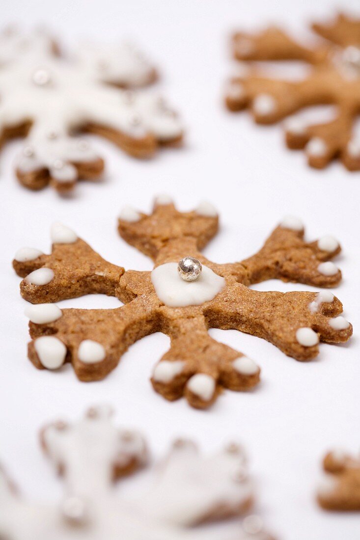 Snowflake-shaped shortbread cookies