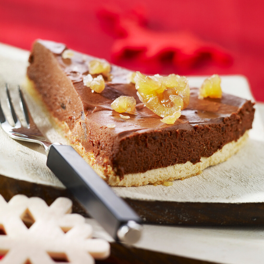 Chocolate and candied chestnut tart