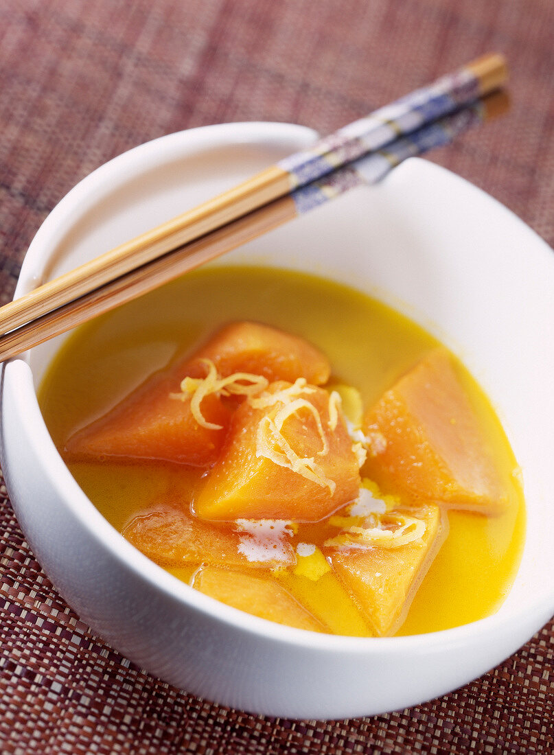 White miso and pumpkin soup
