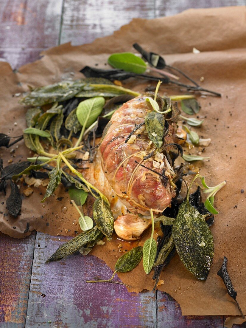 Roast lamb with sage