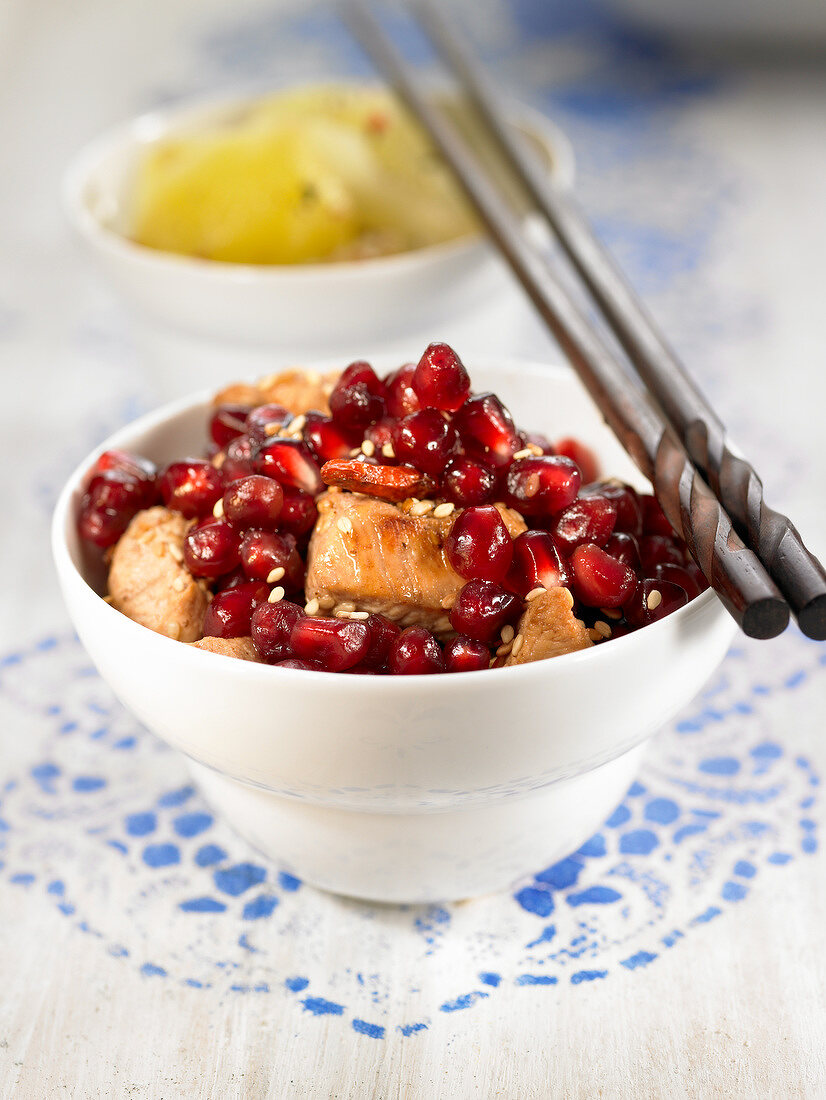 Chicken breast with pomegrante seeds