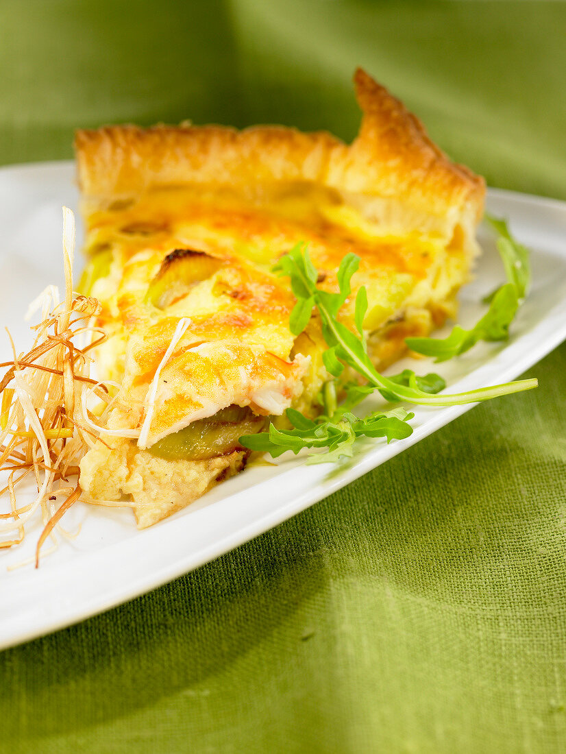 Leek and shrimp tart