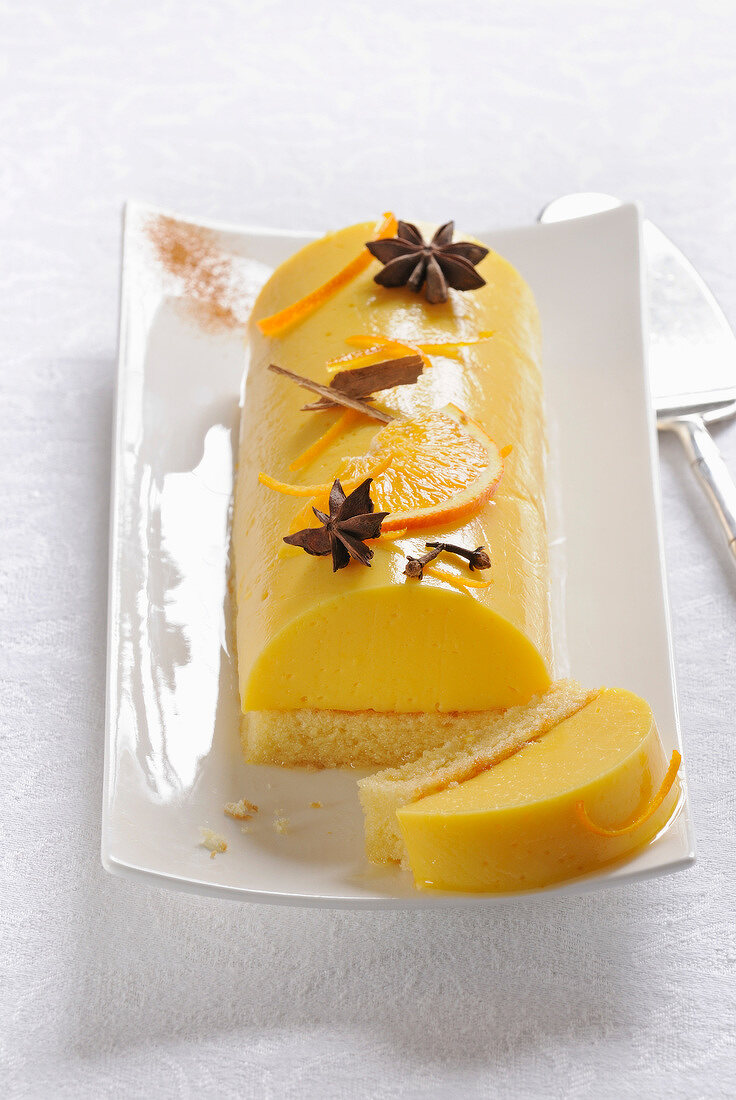 Orange panacotta log cake