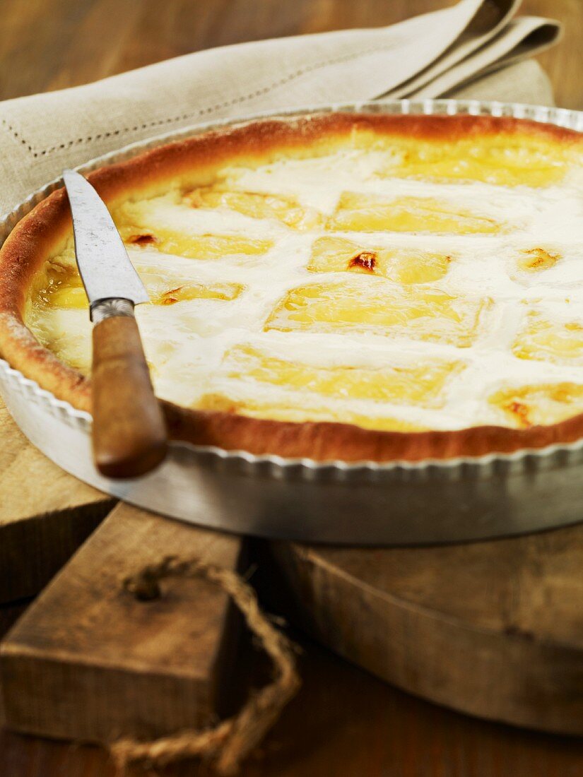 Flamiche au maroilles (Hefeteigkuchen mit Maroilles-Käse)