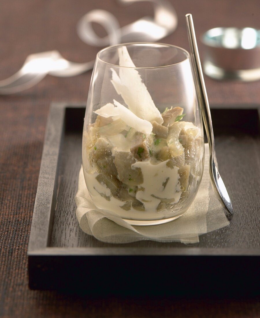 Artichoke and parmesan Verrine