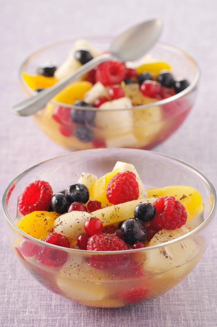 Two bowls of fruit salad