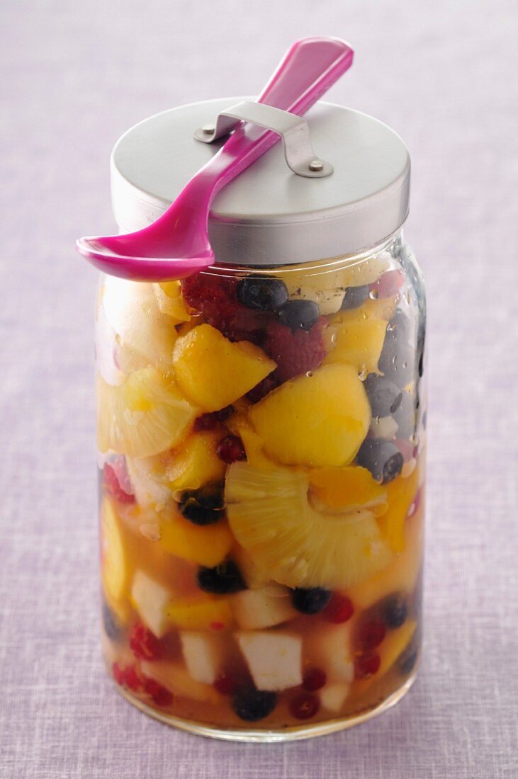 Jar of fruit salad