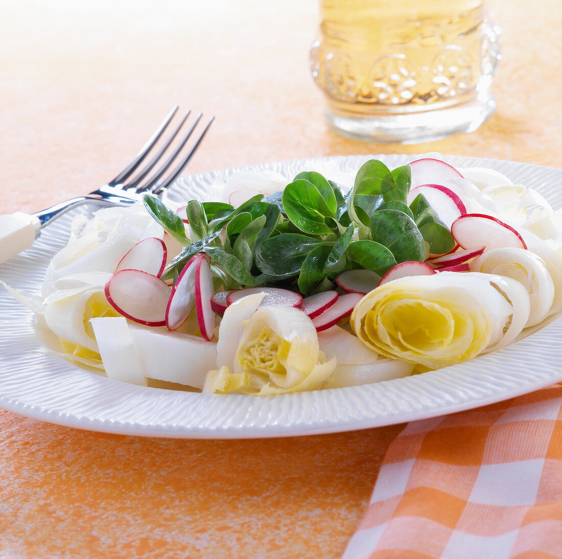 Chicorée-Salat mit Radieschen und Brunnenkresse