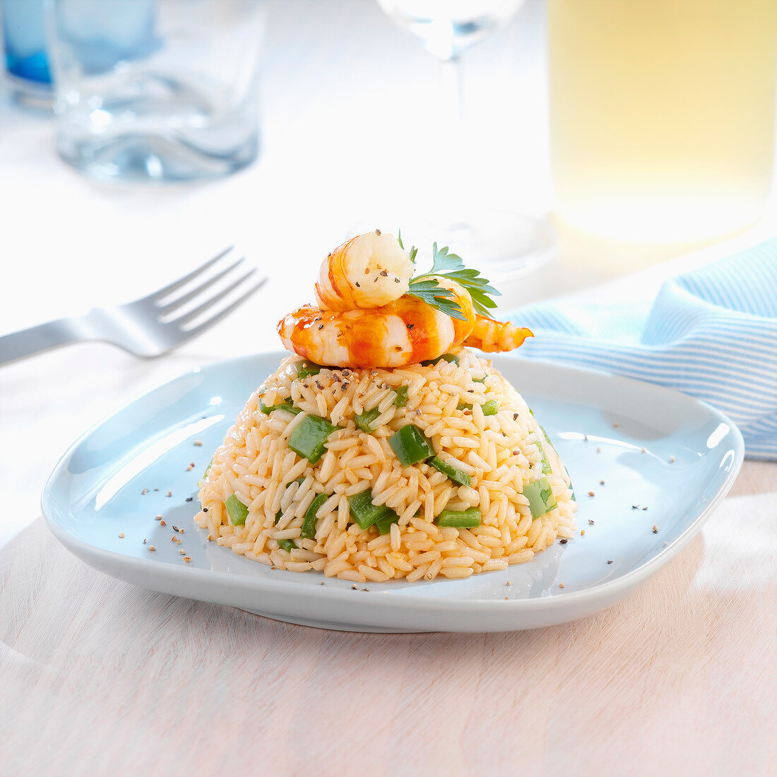 Cold rice and shrimp timbale