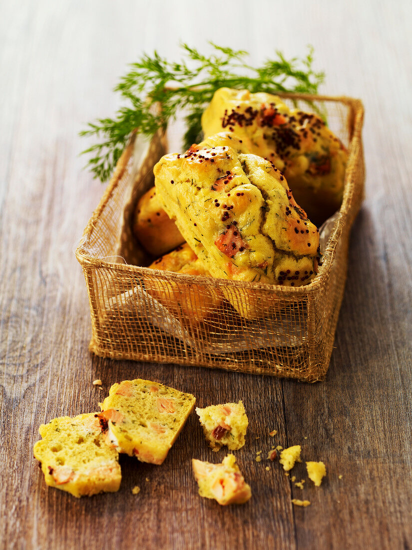 Salmon and dill mini savoury cakes