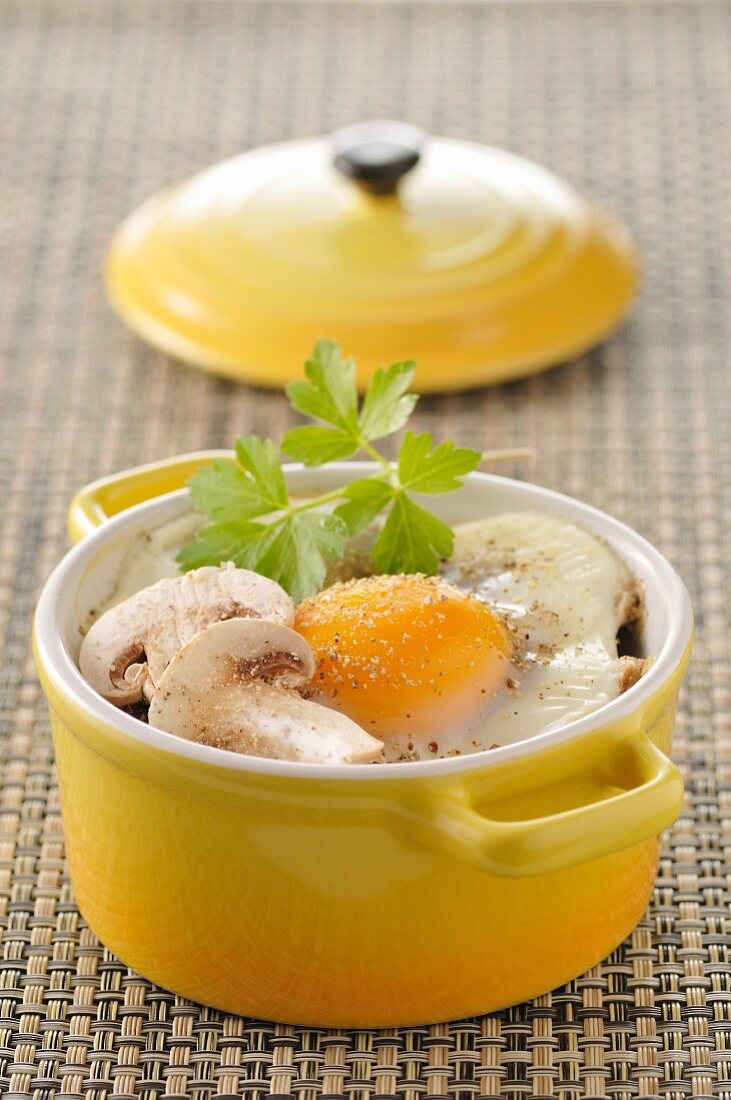 Coddled egg with mushrooms