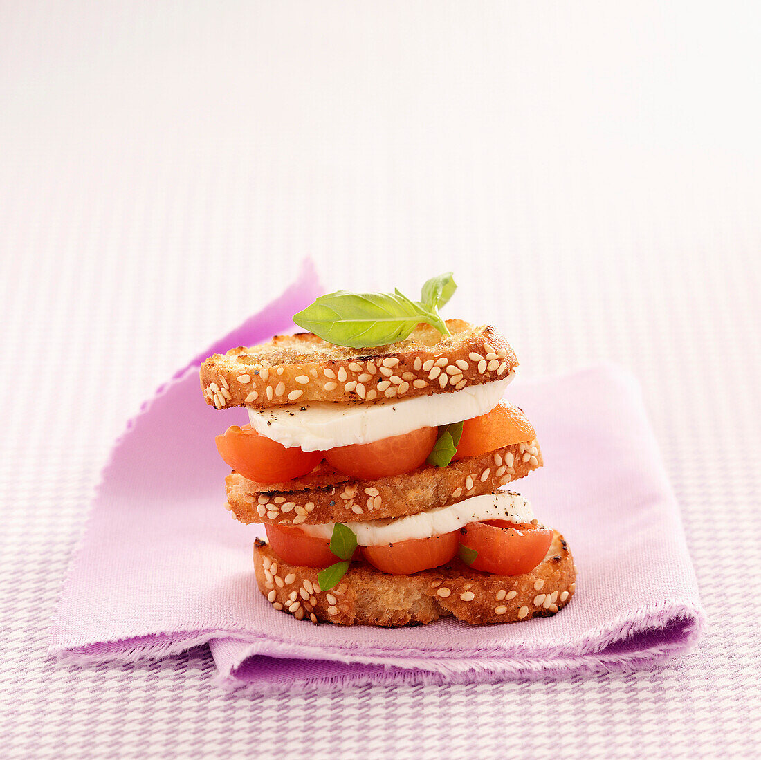 Mini-Sandwich mit Tomaten und Mozzarella