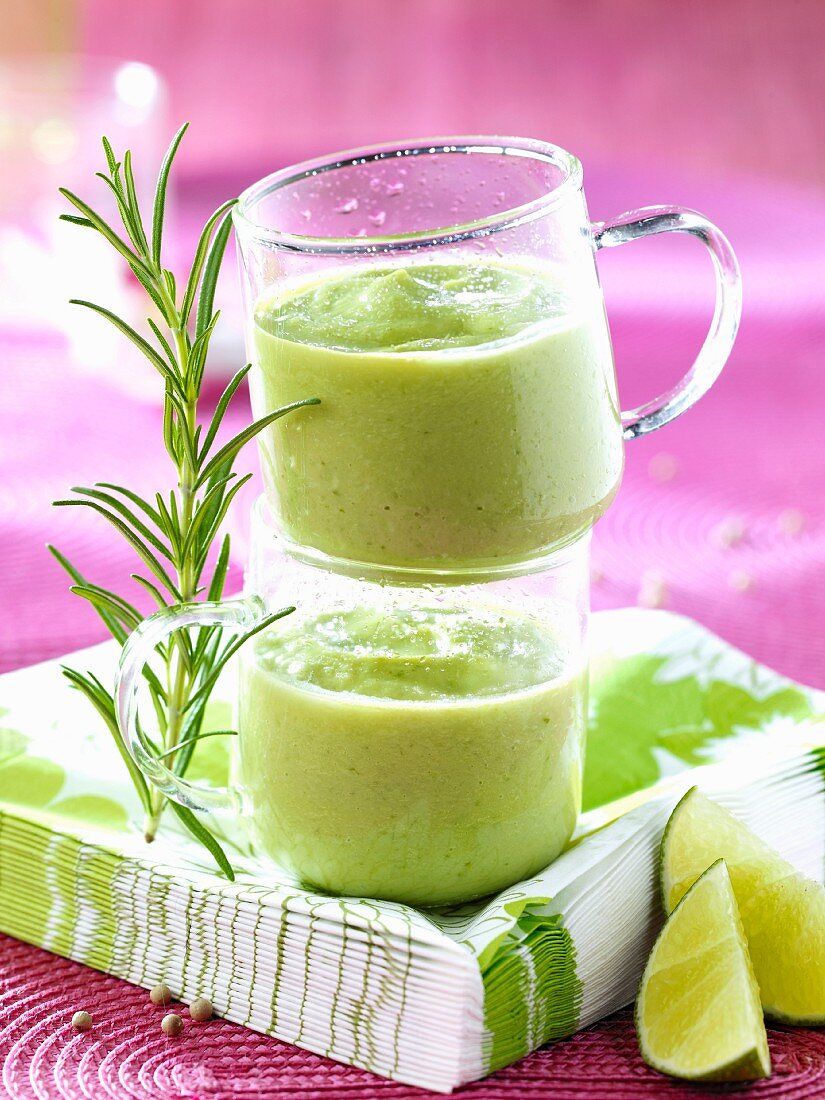 Rosemary-flavored avocado-cucumber smoothie