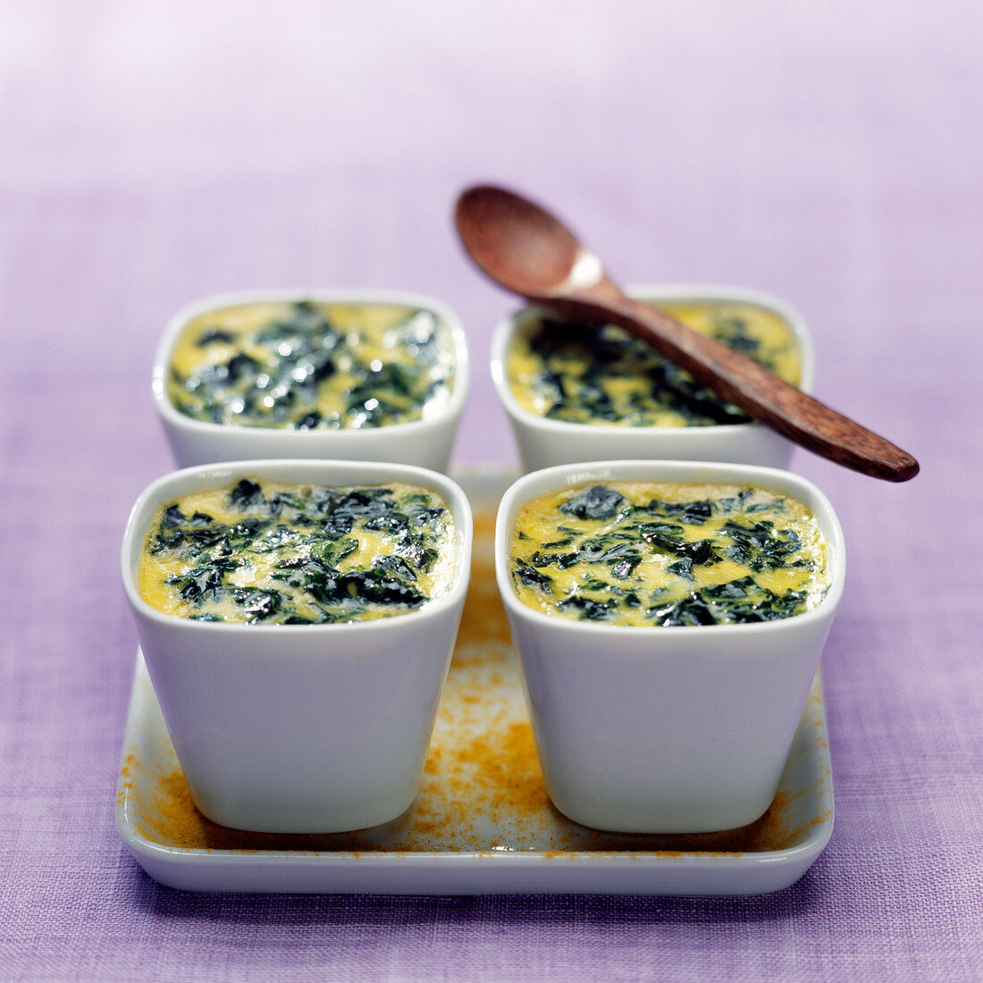 Spinach and curry Flan