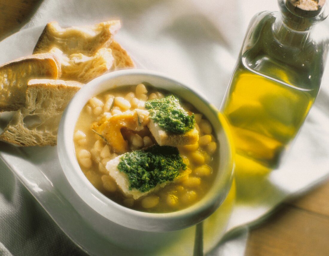 Bean Soup with Herb Croutons and Thyme