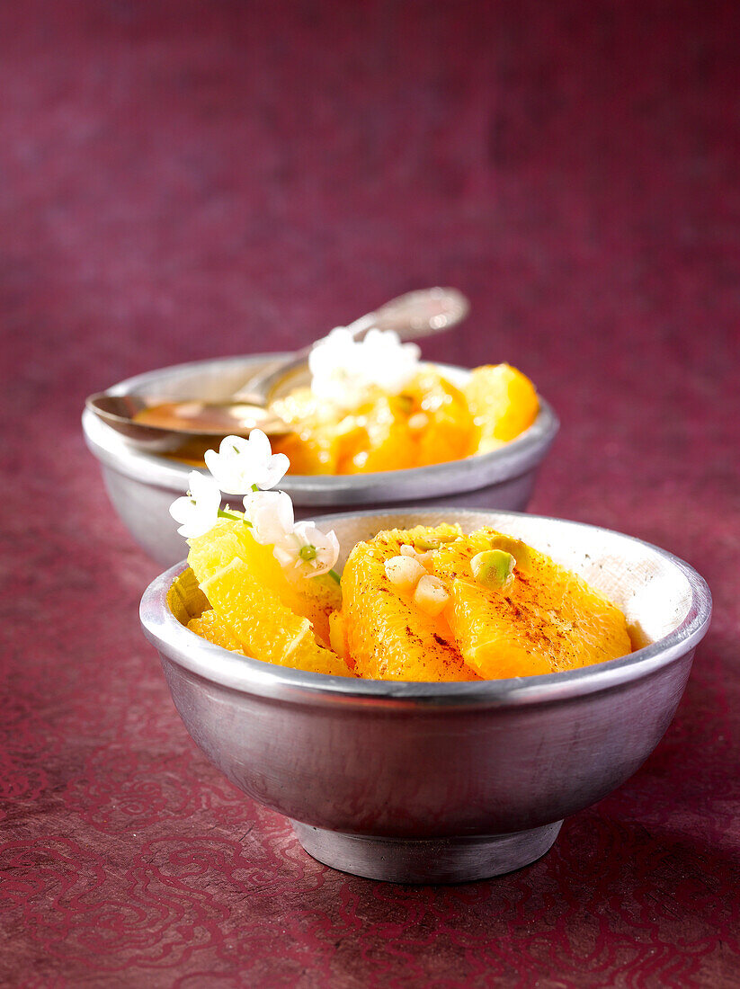 Orange fruit salad with cinnamon and orange blossom