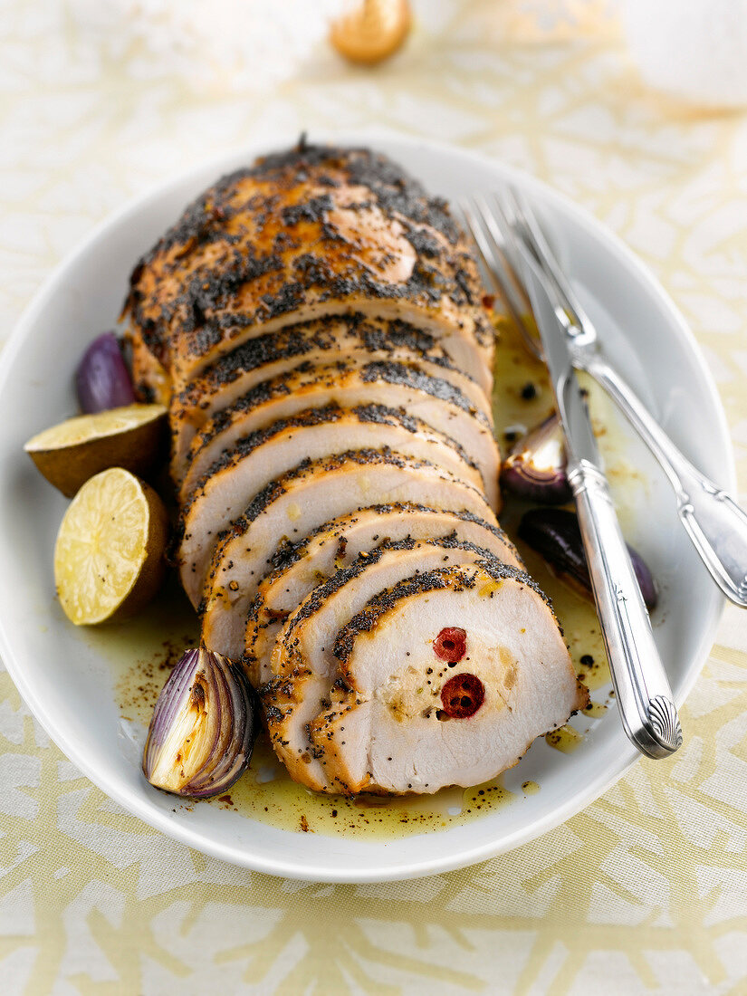 Gefüllte Putenbrust mit Limette und Kirschen