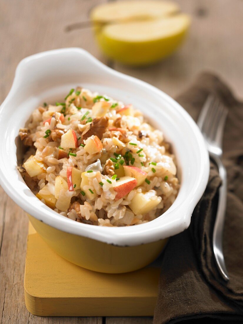 Apple,walnut and gorgonzola risotto