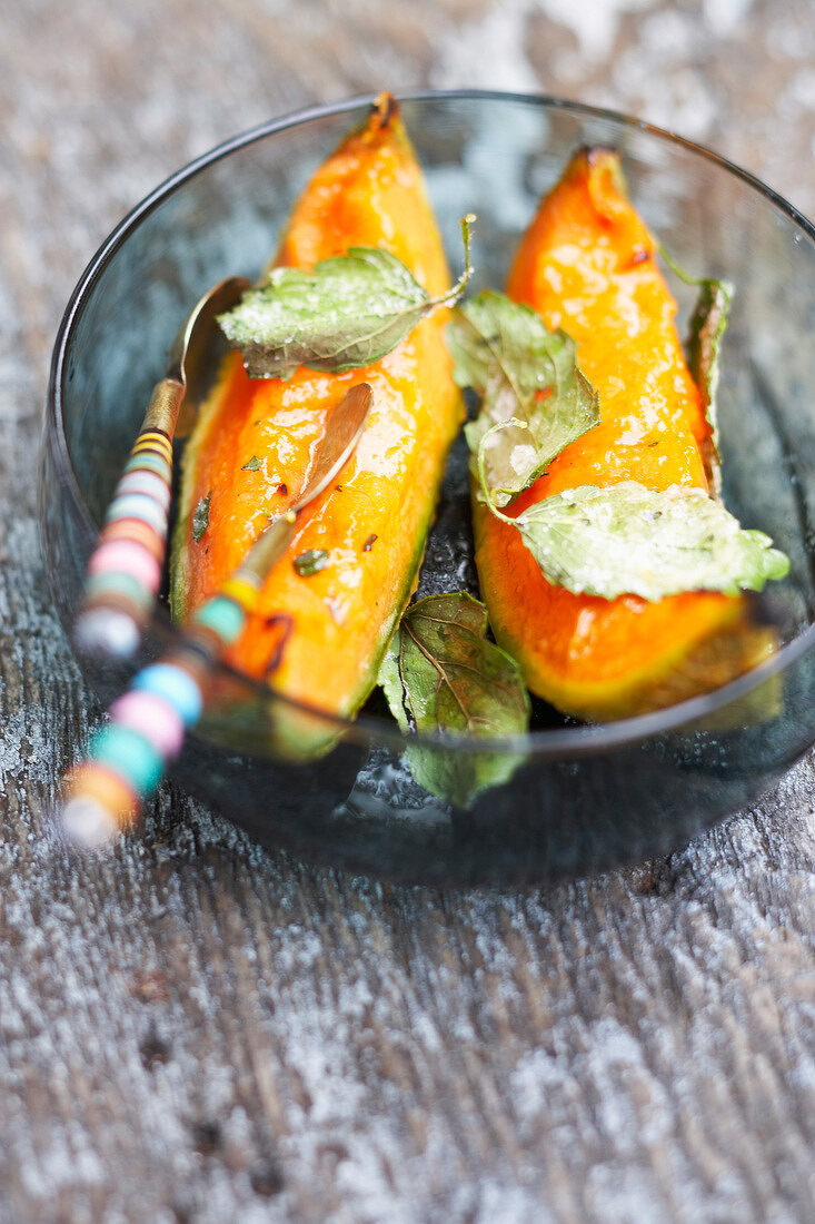 Roast melon with olive oil and brown sugar