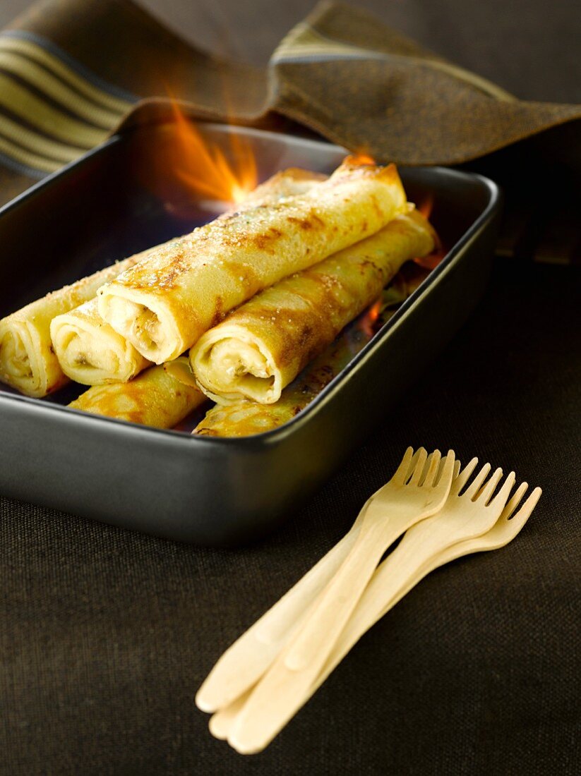 Flambierte Crêpes mit Banane