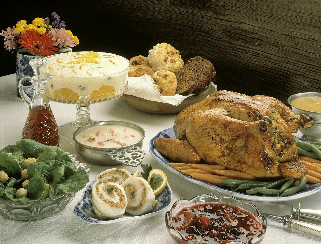 Roasted Chicken Buffet with Lobster Stew; Rice Pudding