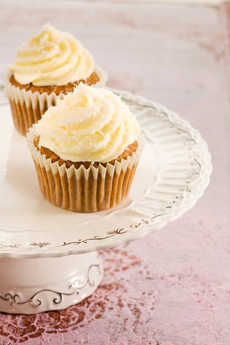 Carrot cupcakes with cream topping