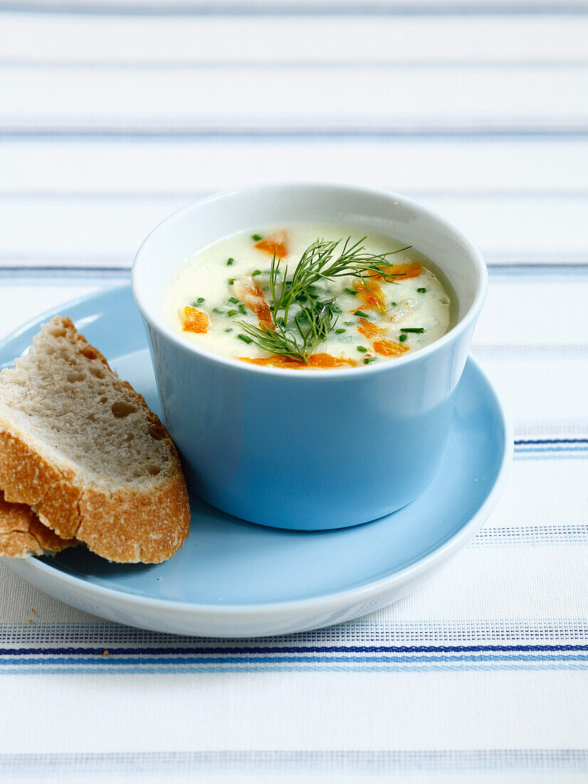 Potato,cucumber and smoked haddock soup