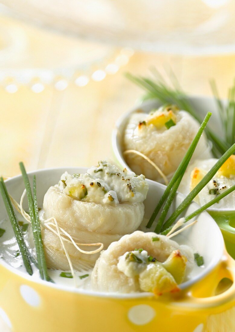 Rolled sole fillets with Mâconnais and chives