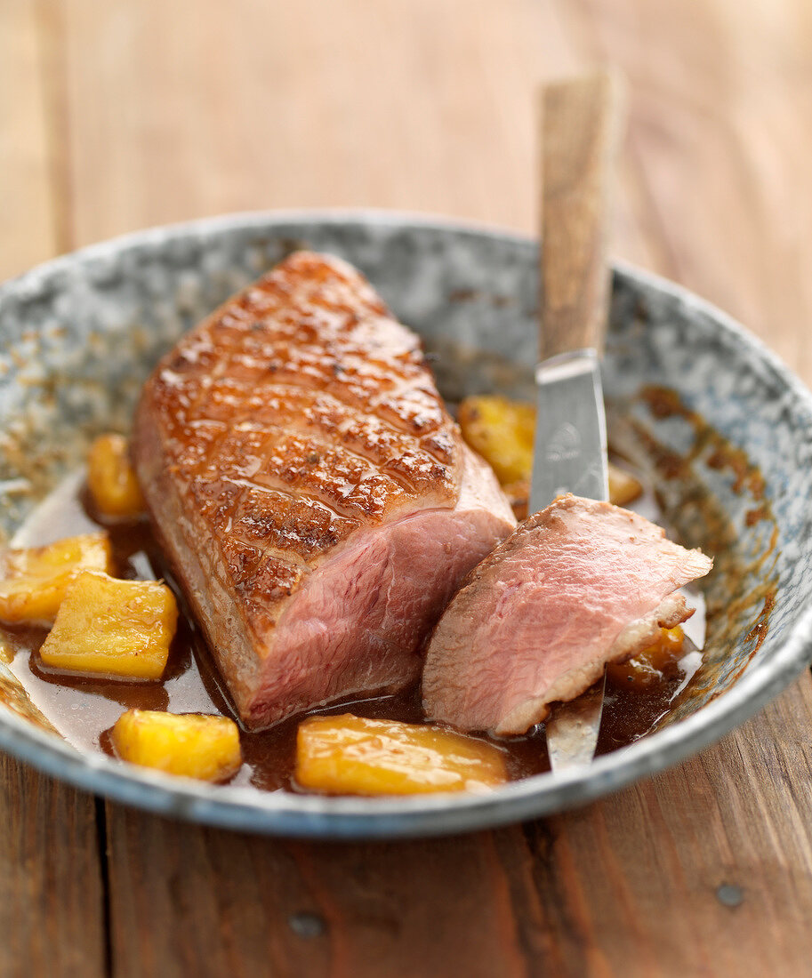 Duck breast with pineapple