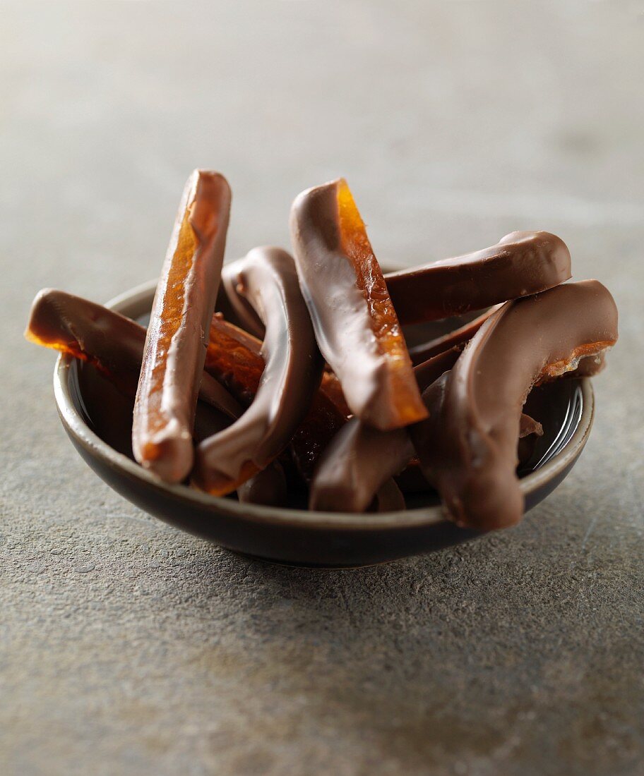 Candied grapefruit rinds coated in chocolate