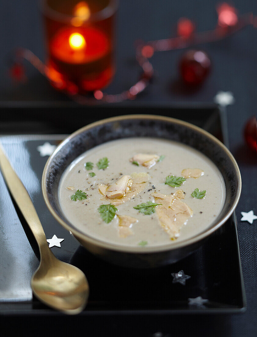 Cream of chestnut soup with foie gras