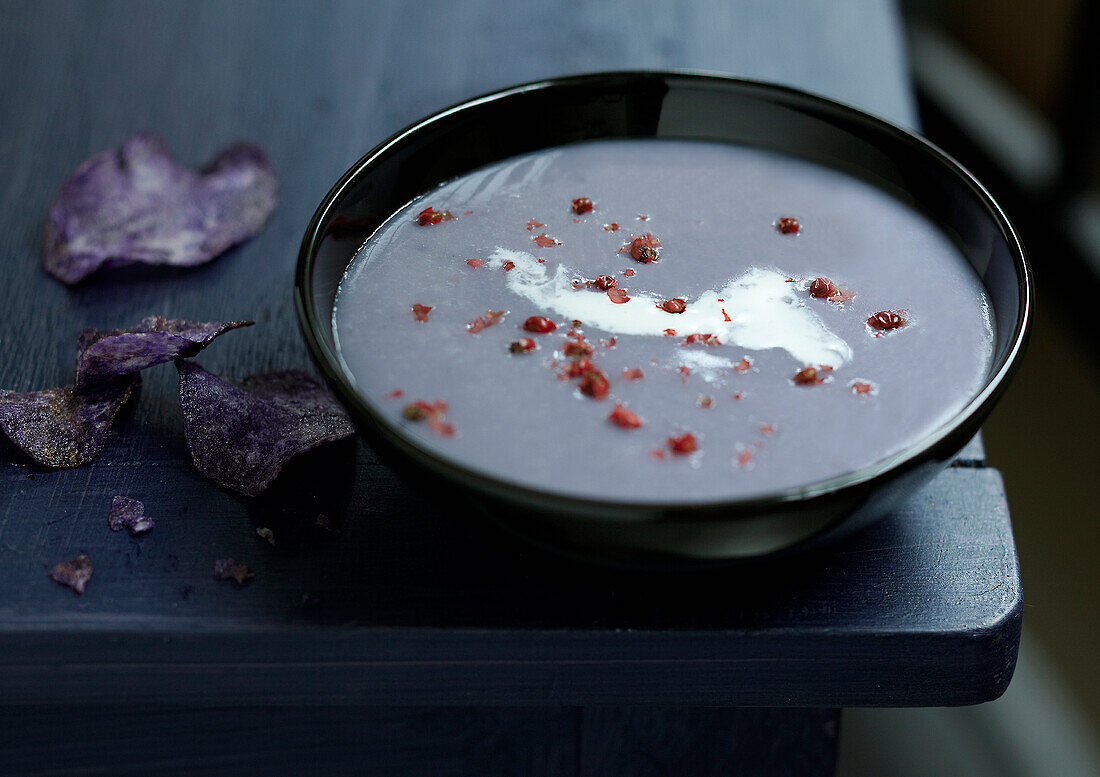 Purple potato soup