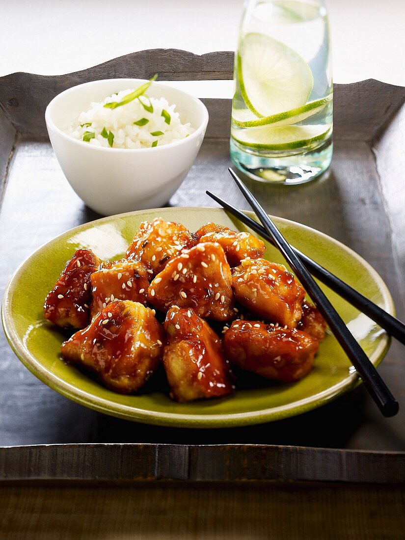 Caramelized pork with sesame seeds