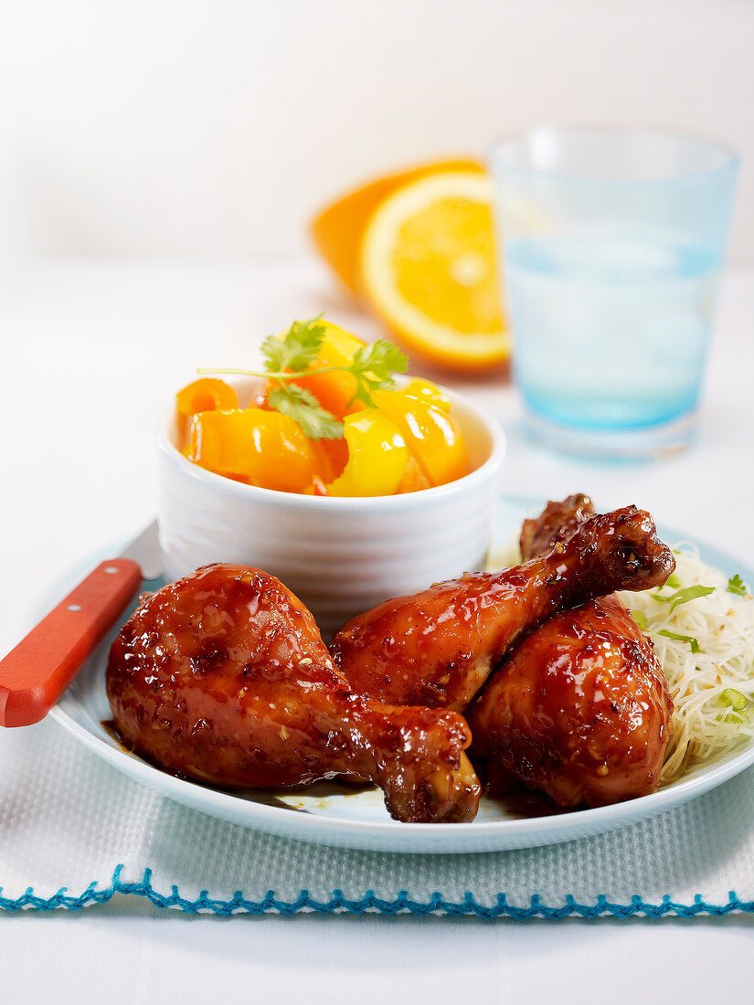 Caramelized chicken drumsticks