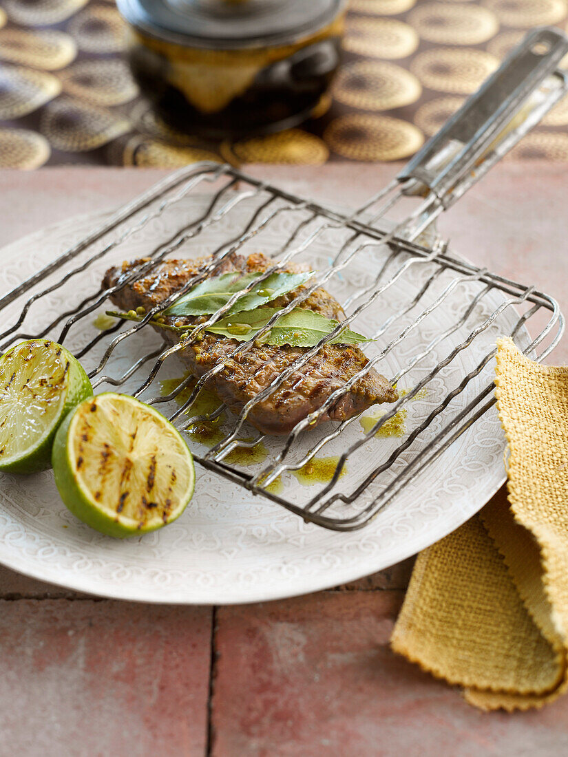 Spicy grilled steak with lime