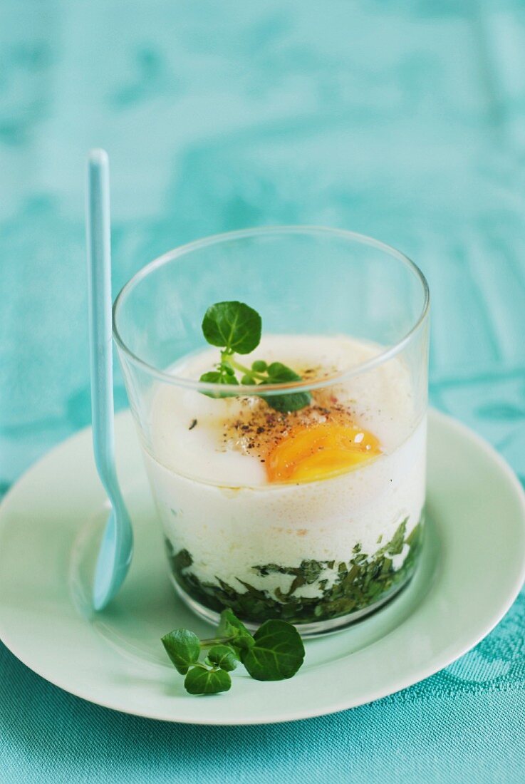 Coodled egg with watercress