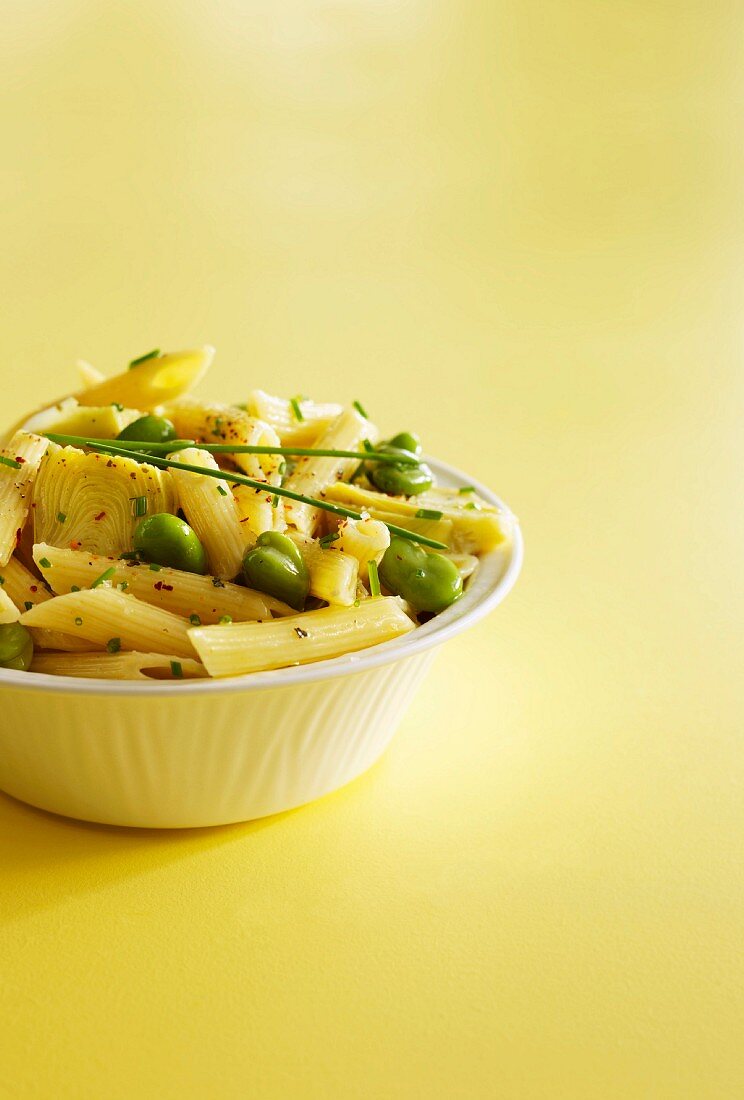 Penne and broad bean salad