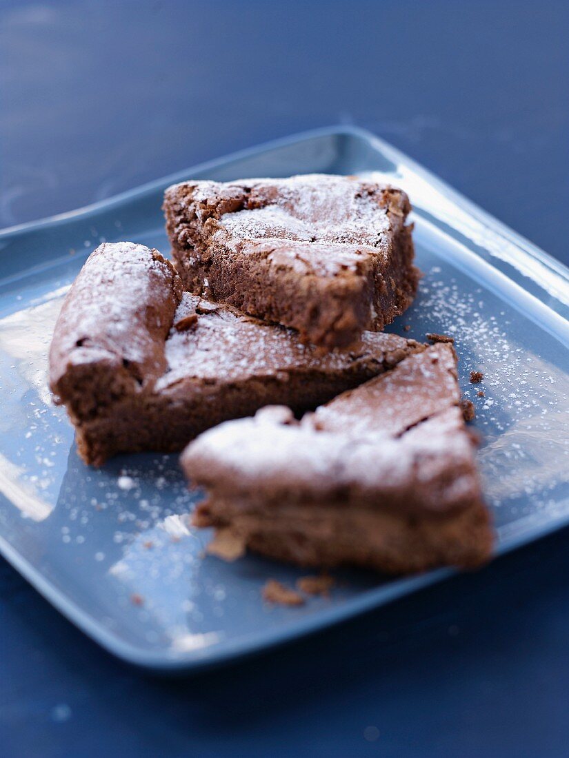 Slices of chocolate cake without butter