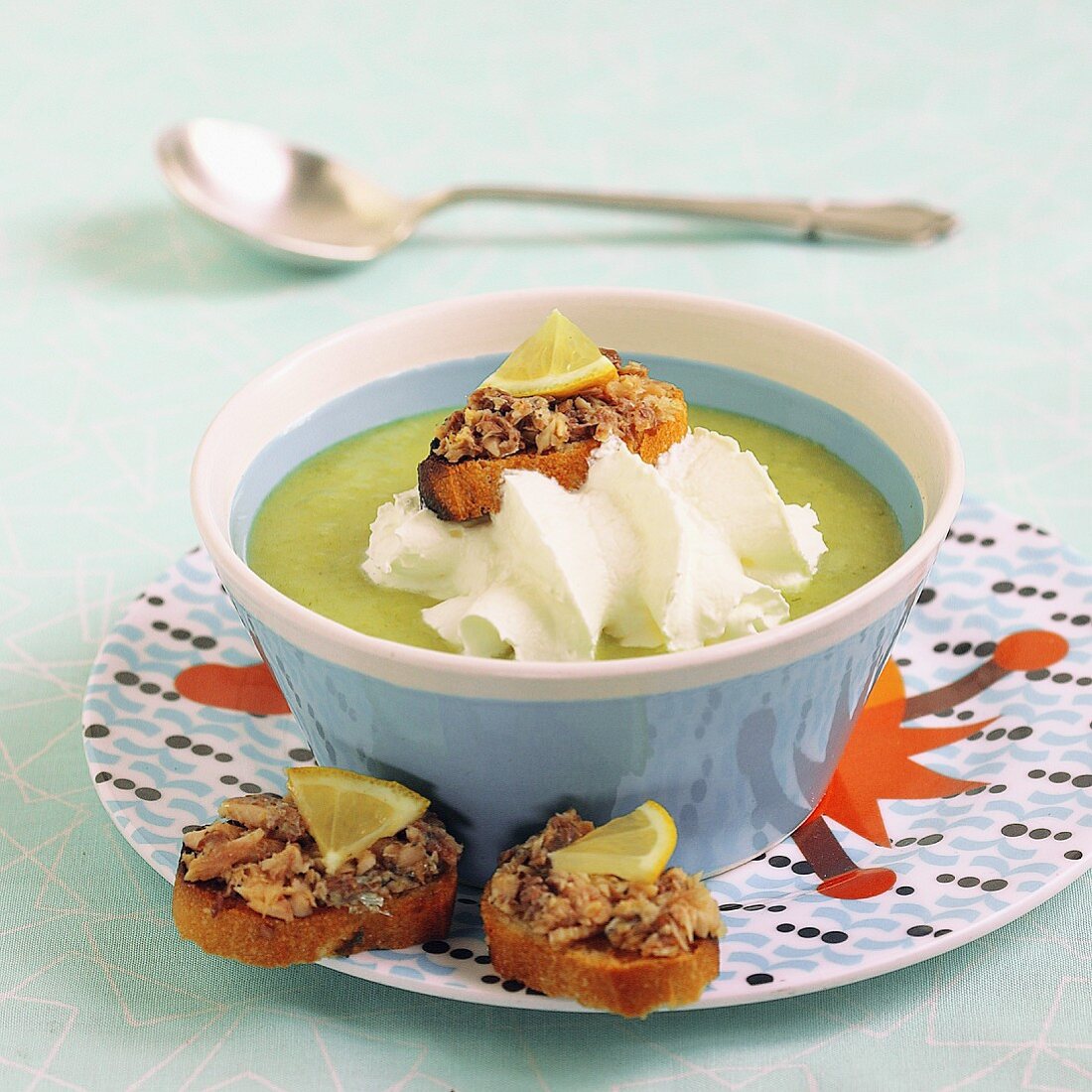 Leek Cappuccino with sardine croutons