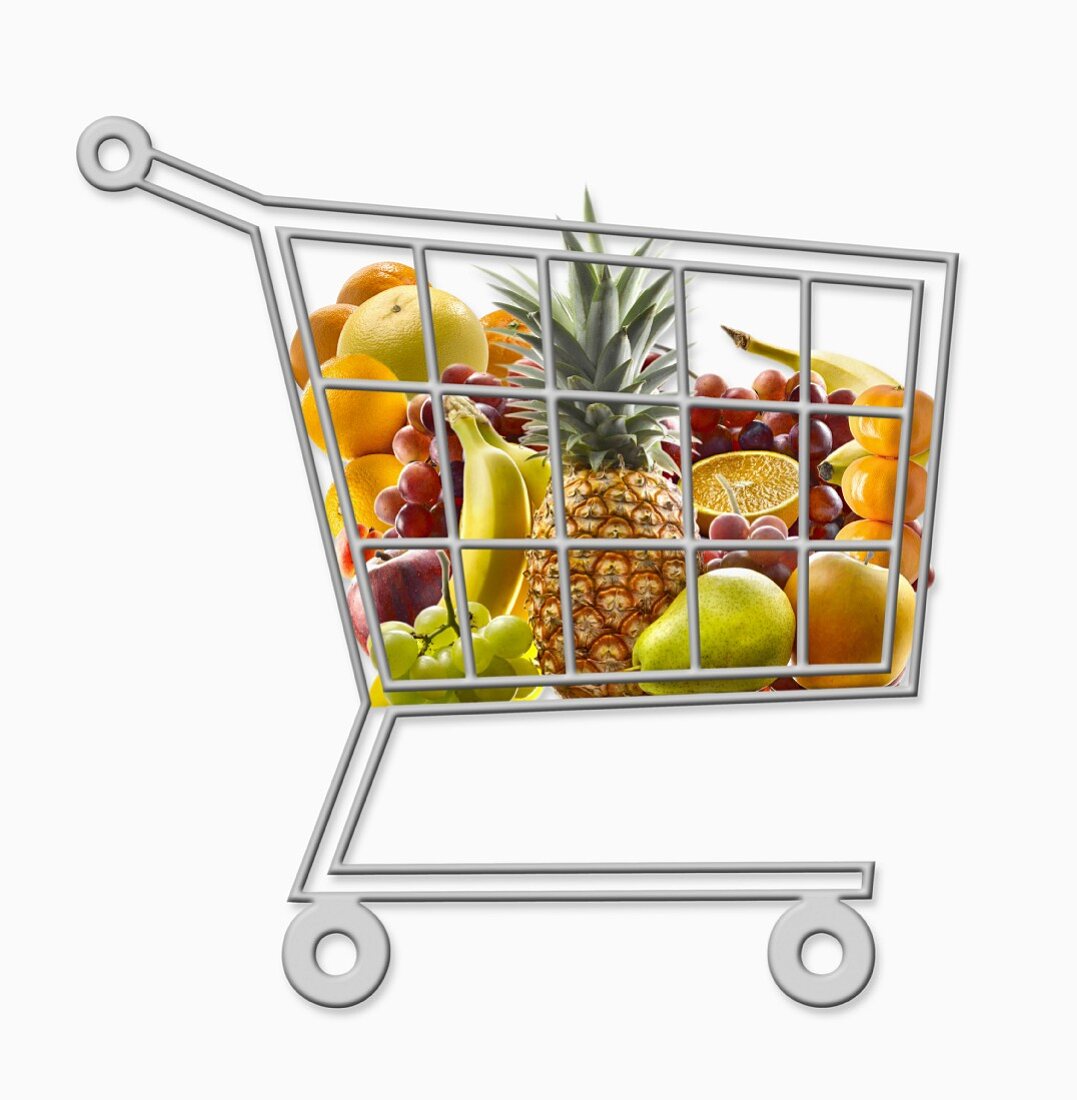 Mini-Einkaufswagen mit frischem Obst