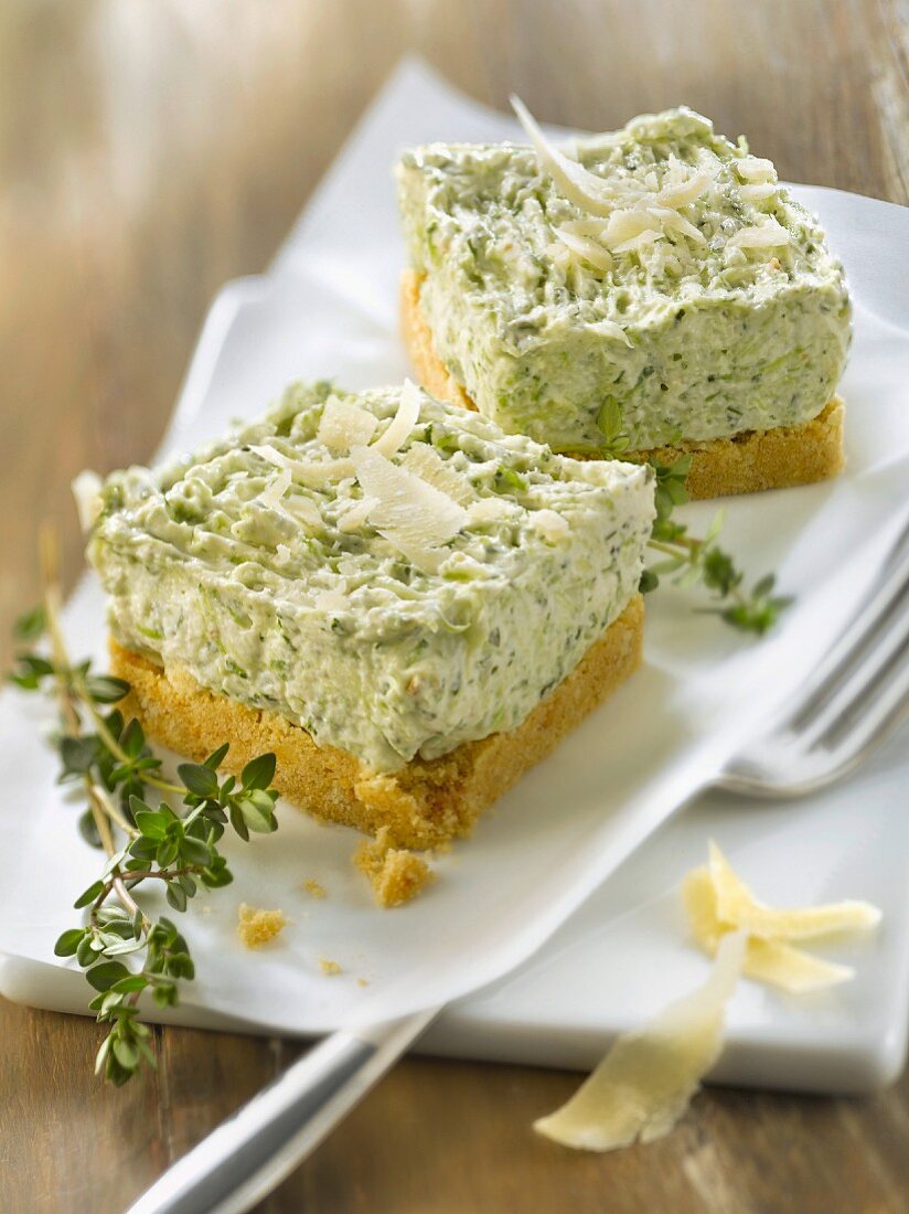 Zucchini and parmesan cheesecake